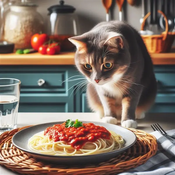 gatto mangia pasta